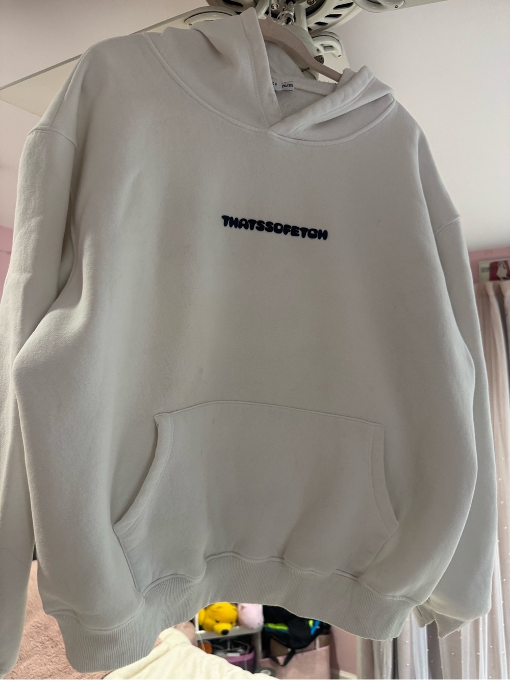 White Hoodie with Navy Script Logo